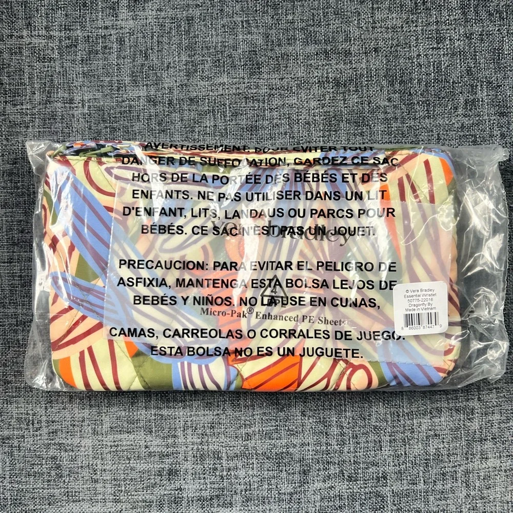NWT Vera Bradley Essential Wristlet. Dragonfly By print.  Ultralight.